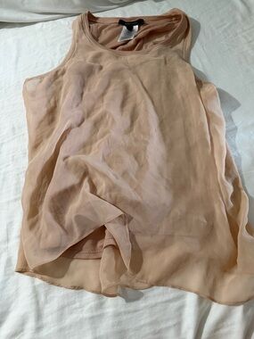 BCBGMaxazria Sheer Sleeveless Layered Tank Top in Blush SZ: XS